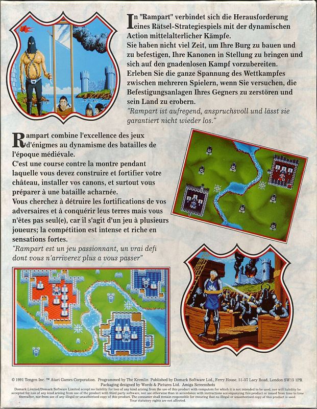 Back Cover for Rampart (Commodore 64)