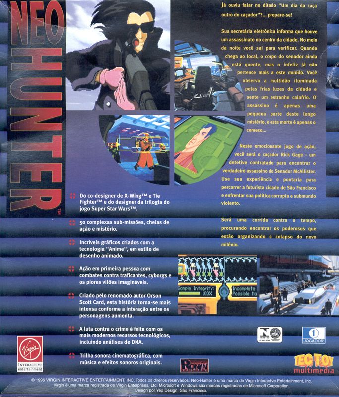 Back Cover for NeoHunter (DOS and Windows)