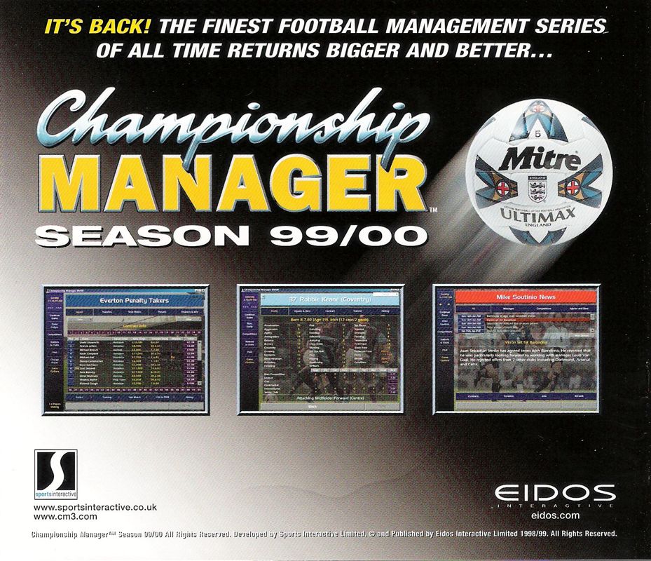 Other for Championship Manager: Season 99/00 (Windows): Jewel Case - Back