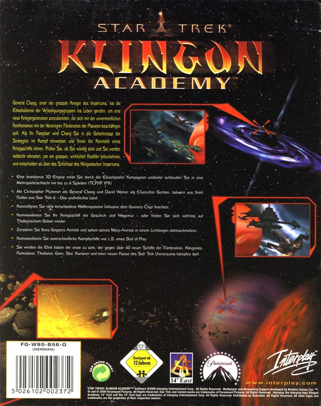 Back Cover for Star Trek: Klingon Academy (Windows)