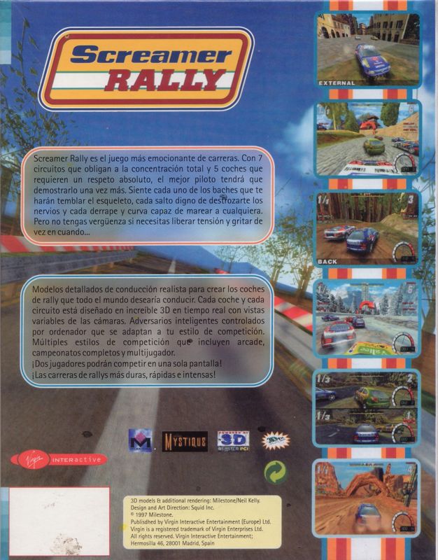 Back Cover for Screamer Rally (DOS)