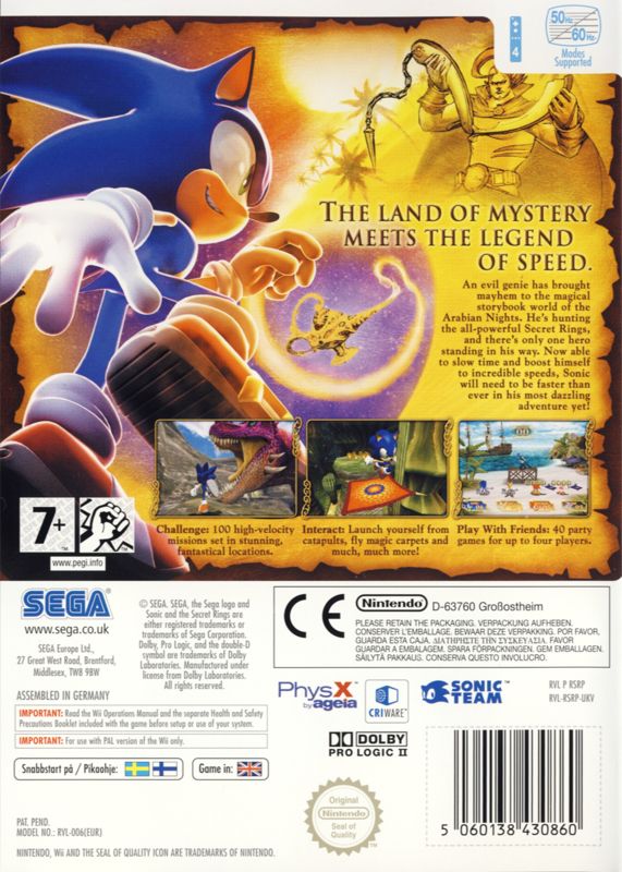 Back Cover for Sonic and the Secret Rings (Wii)