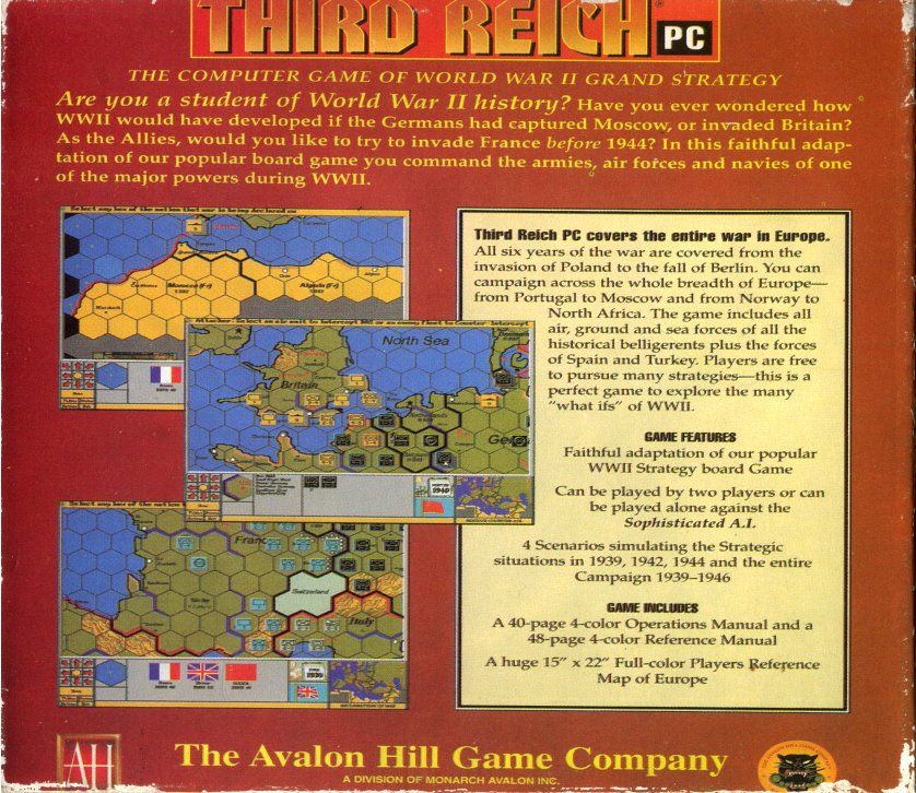 Back Cover for Third Reich (DOS)