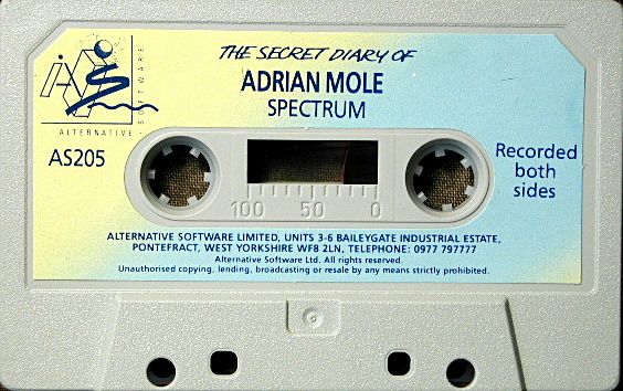 Media for The Secret Diary of Adrian Mole Aged 13¾ (ZX Spectrum) (Budget release)