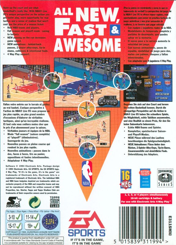 Back Cover for NBA Live 95 (Genesis)
