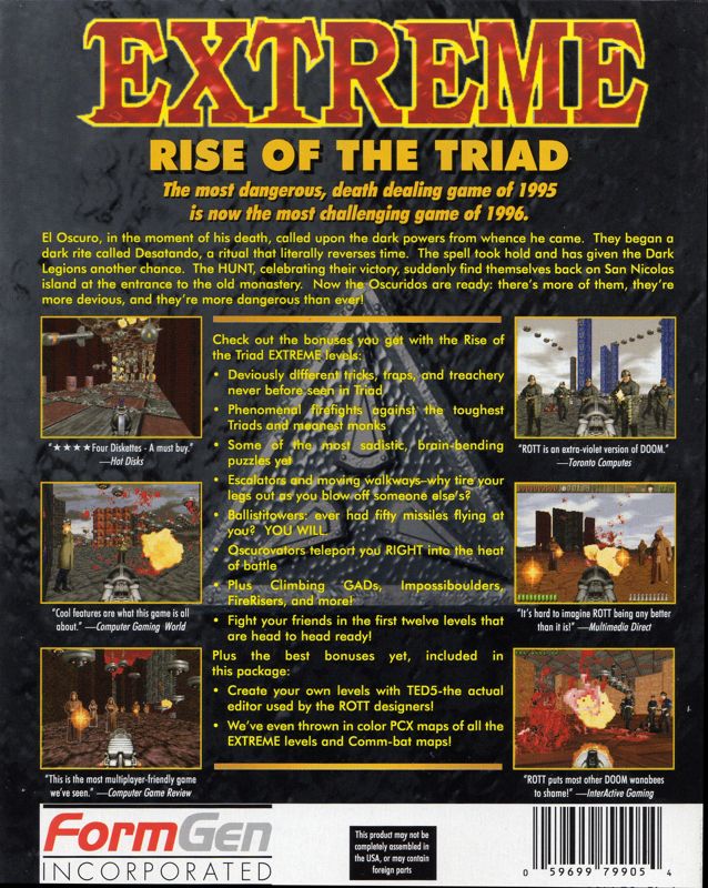 Back Cover for Extreme Rise of the Triad (DOS)