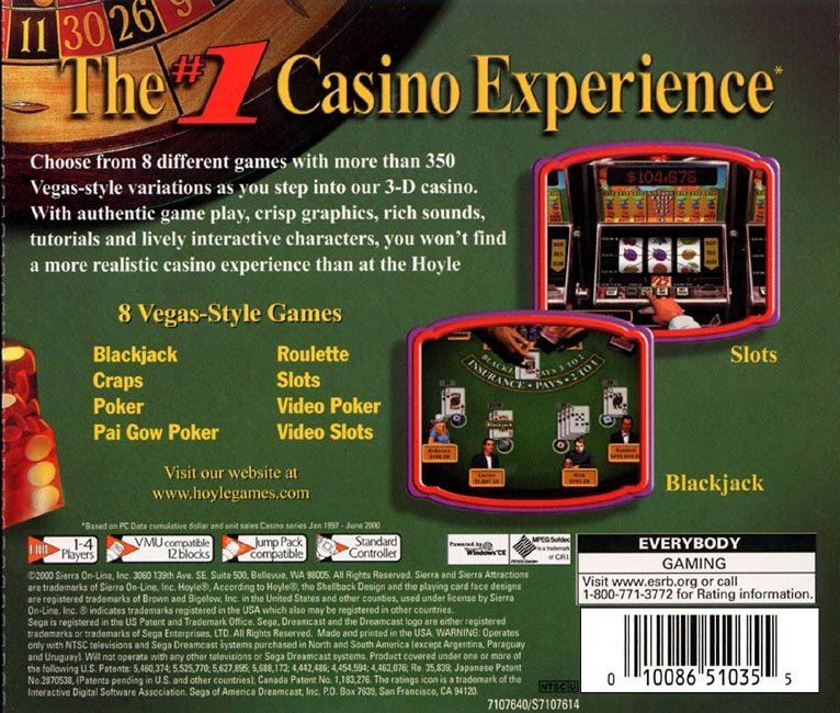 Back Cover for Hoyle Casino (Dreamcast)