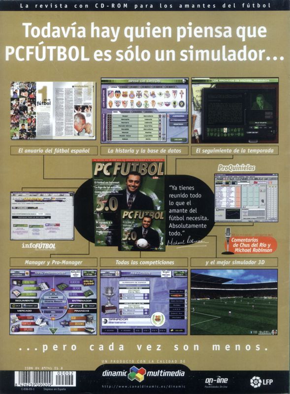 Back Cover for PC Fútbol 5.0 (DOS and Windows)