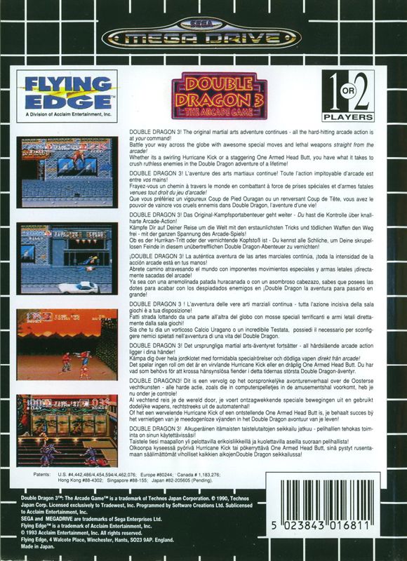 Back Cover for Double Dragon 3: The Rosetta Stone (Genesis)