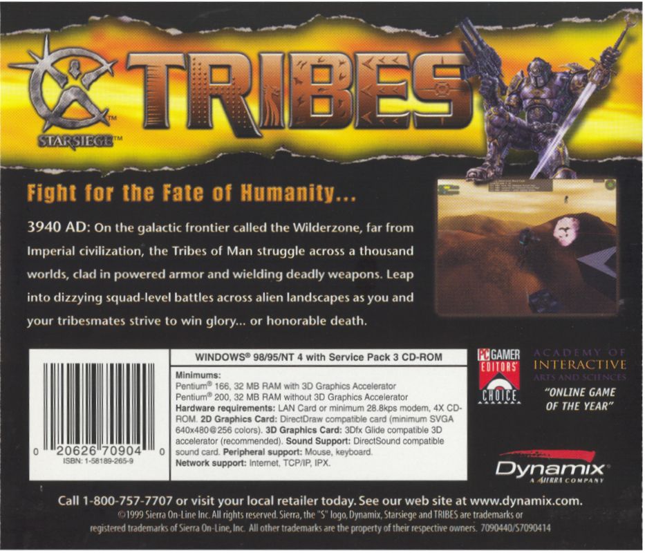 Back Cover for Starsiege: Tribes (Windows)