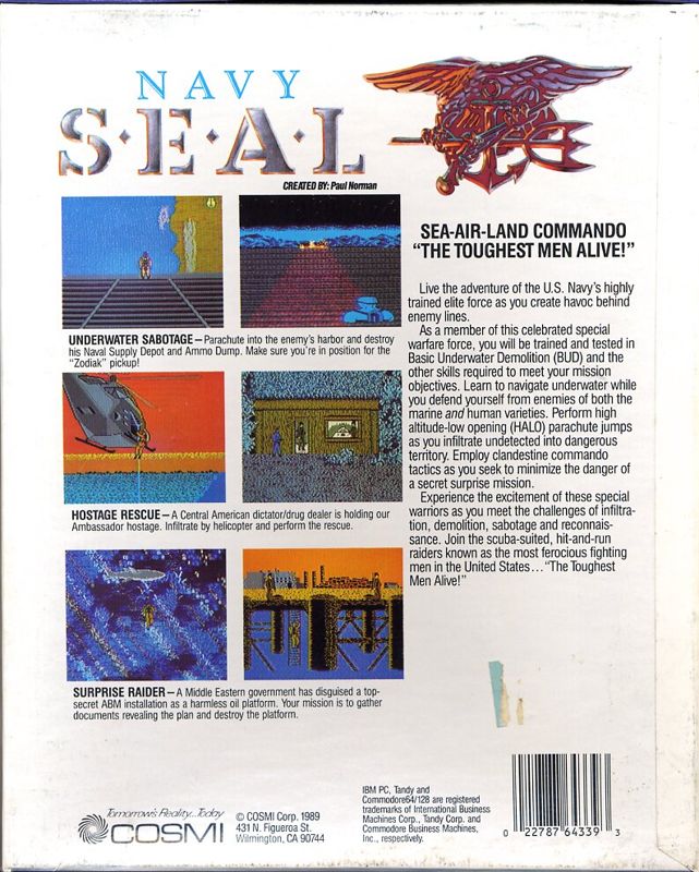 Back Cover for Navy Seal (Commodore 64)