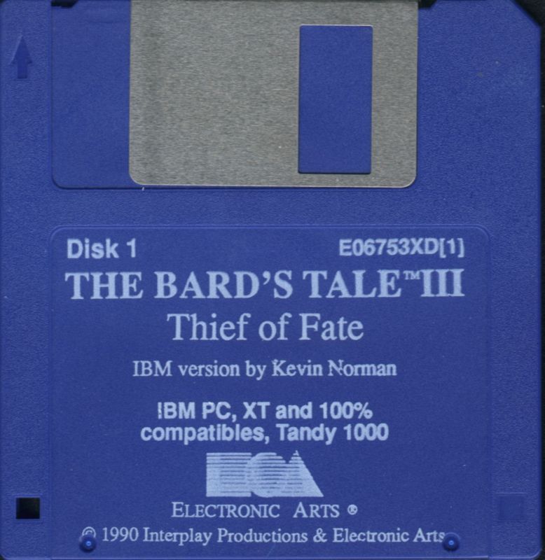 Media for The Bard's Tale III: Thief of Fate (DOS) (Star Performer release): Disk 1/2