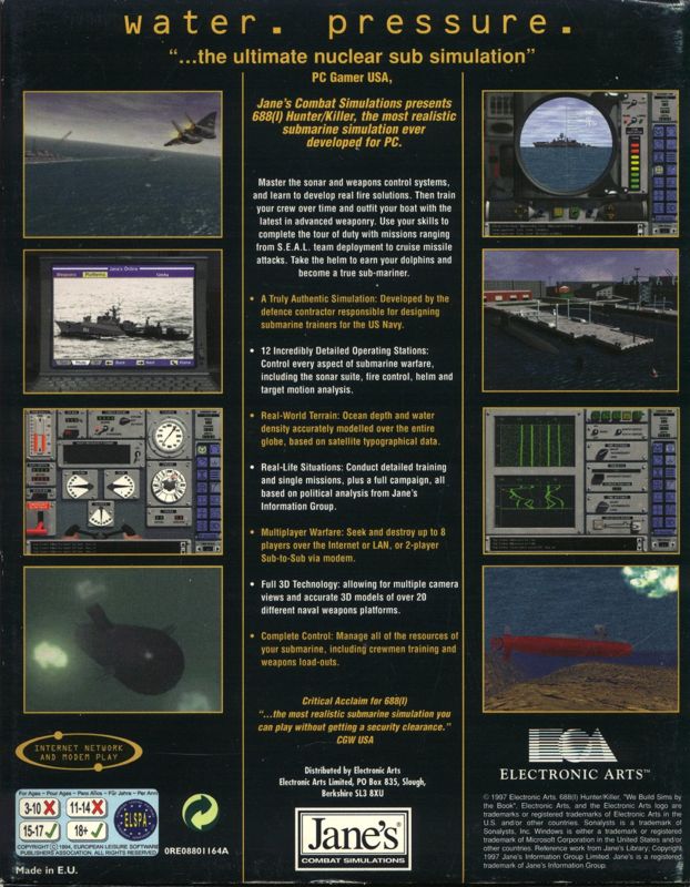 Back Cover for Jane's Combat Simulations: 688(I) Hunter/Killer (Windows)