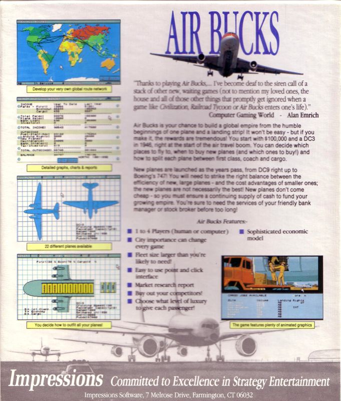 Back Cover for Air Bucks (DOS)