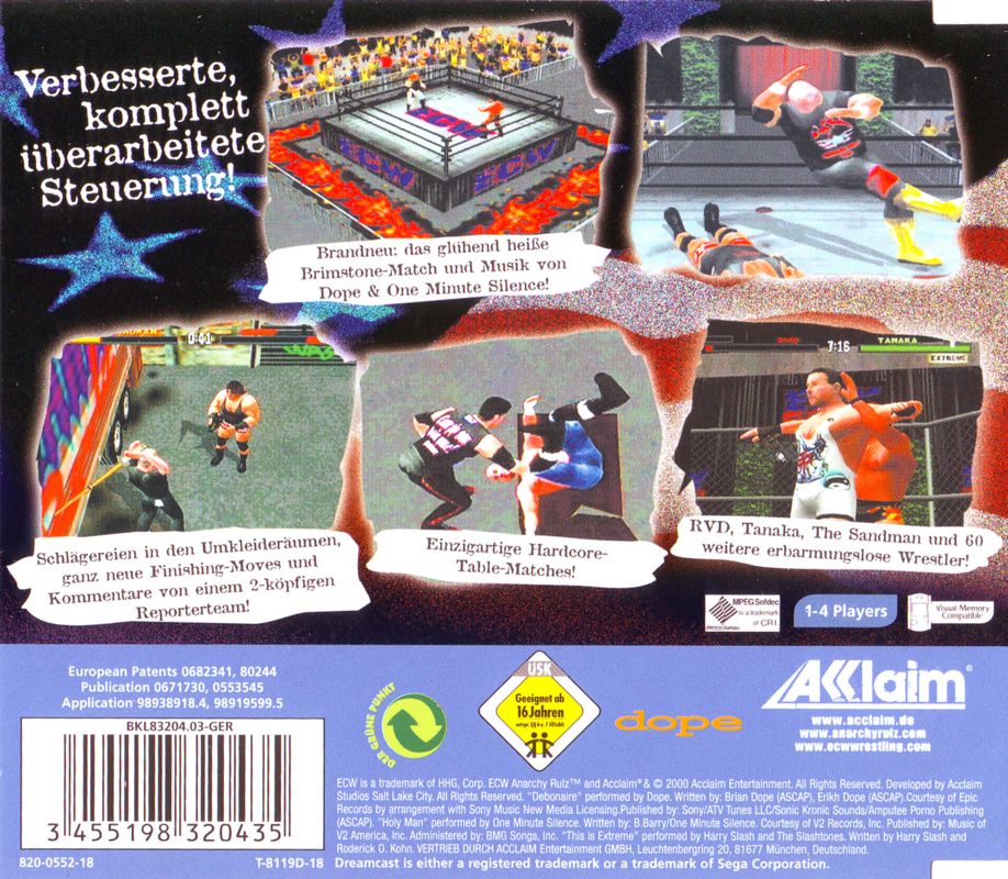 Back Cover for ECW Anarchy Rulz (Dreamcast)