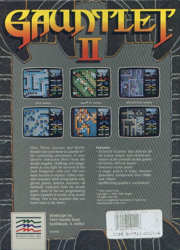 Back Cover for Gauntlet II (Commodore 64)