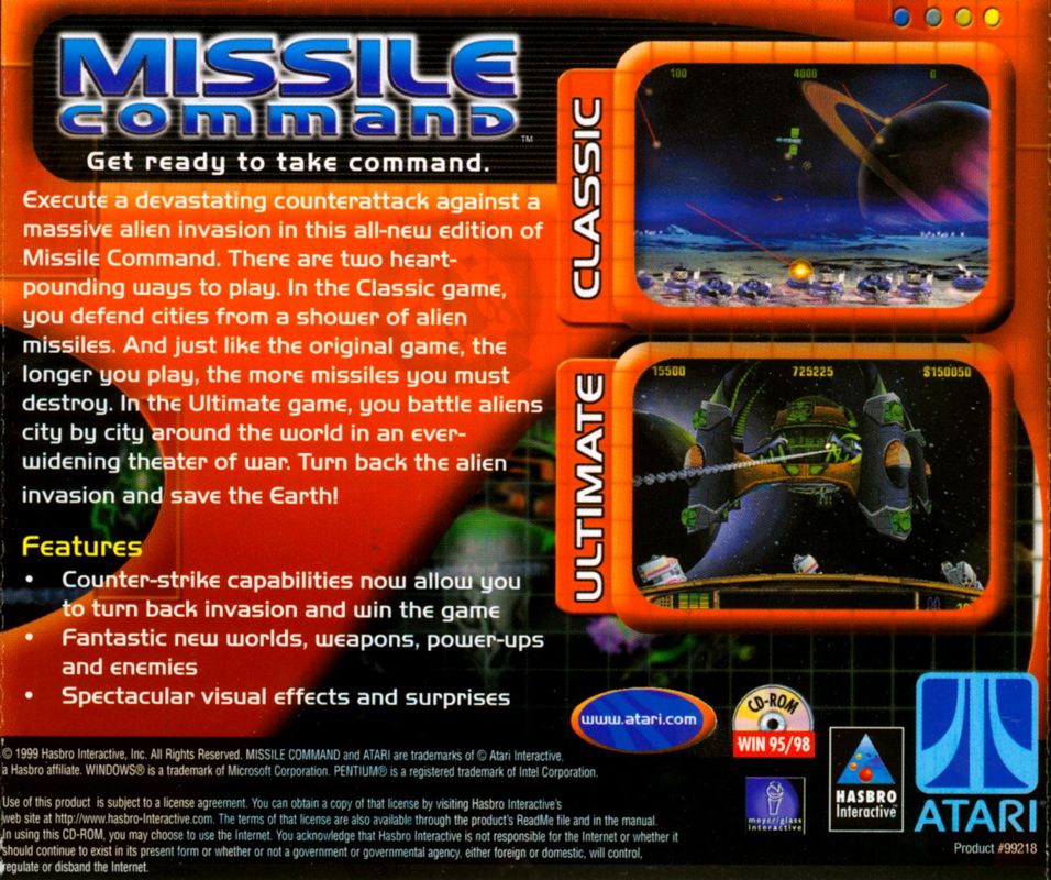Other for Missile Command (Windows): Jewel Case - Back