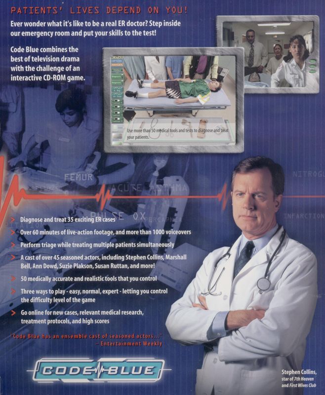 Inside Cover for Code Blue (Macintosh and Windows): Right Flap