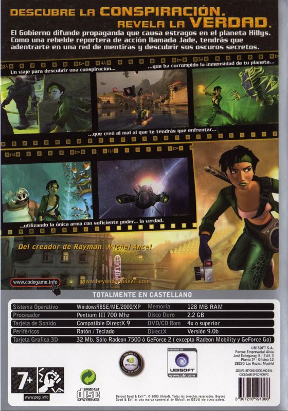 Back Cover for Beyond Good & Evil (Windows) (Budget edition)