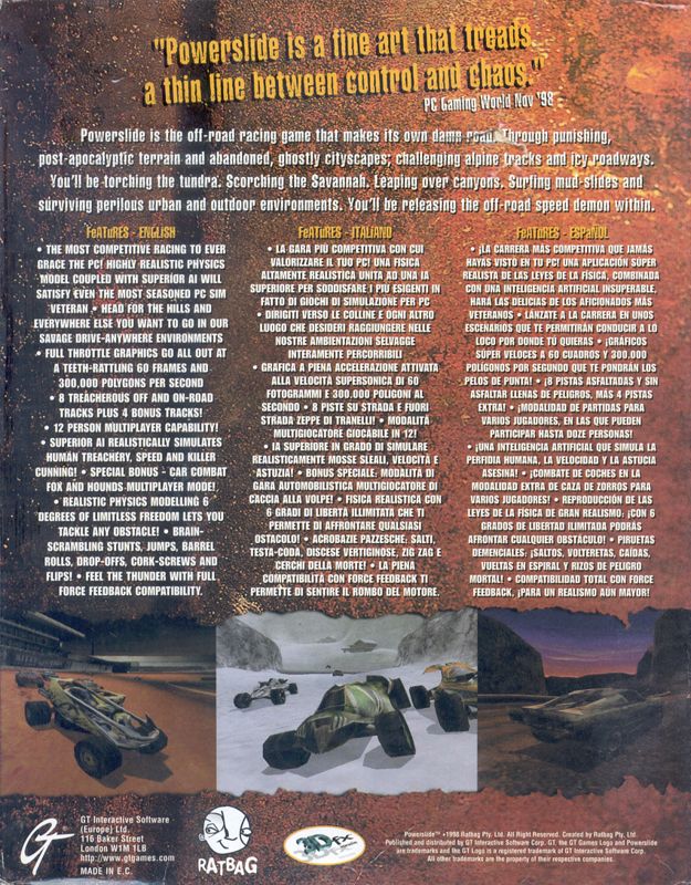 Back Cover for Powerslide (Windows)