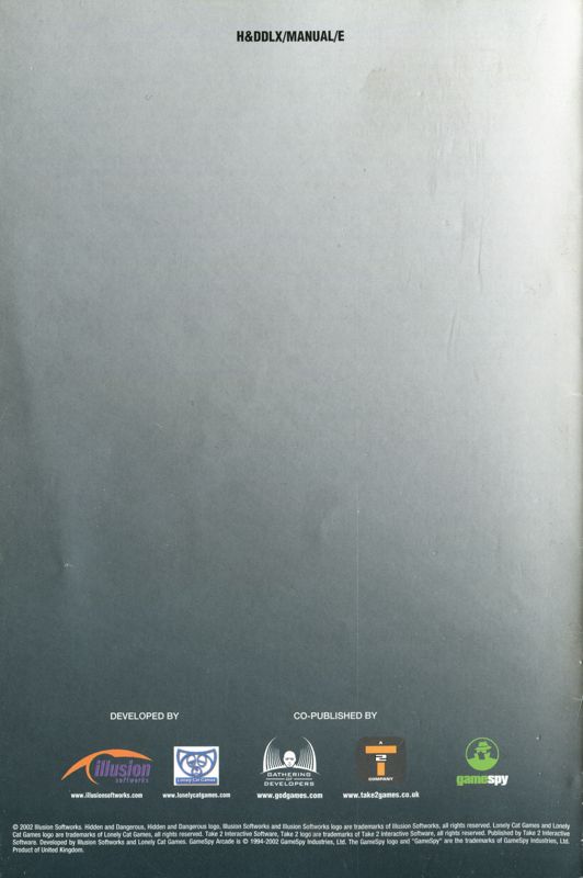 Manual for Hidden & Dangerous Deluxe (Windows) (Take Advantage release): Back