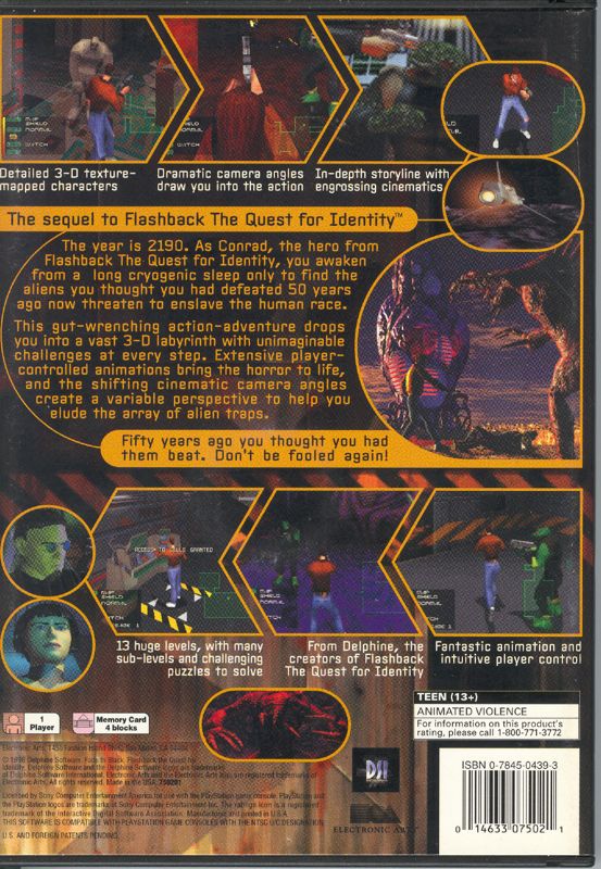 Back Cover for Fade to Black (PlayStation)