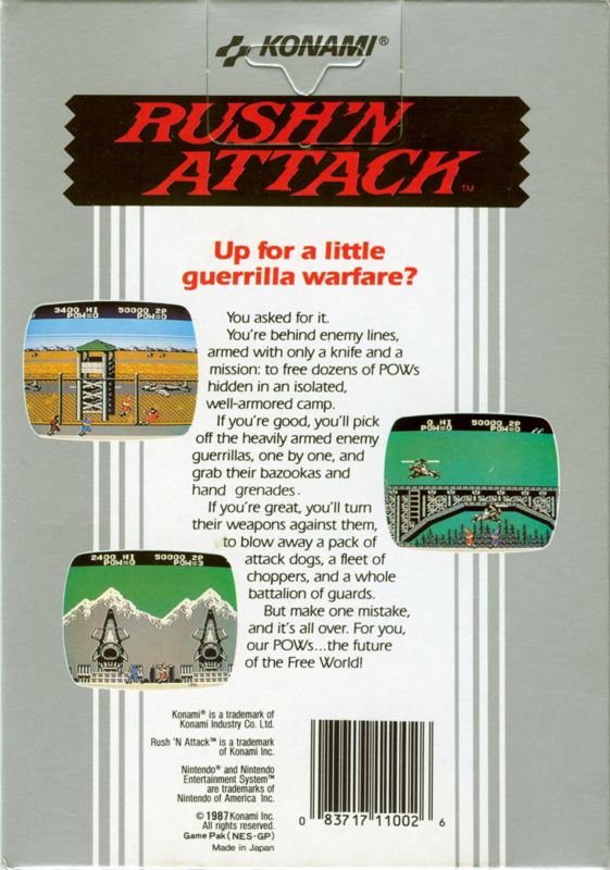 Back Cover for Rush'n Attack (NES)