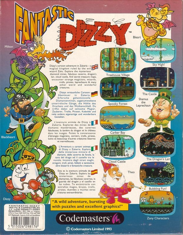 Back Cover for The Fantastic Adventures of Dizzy (DOS)