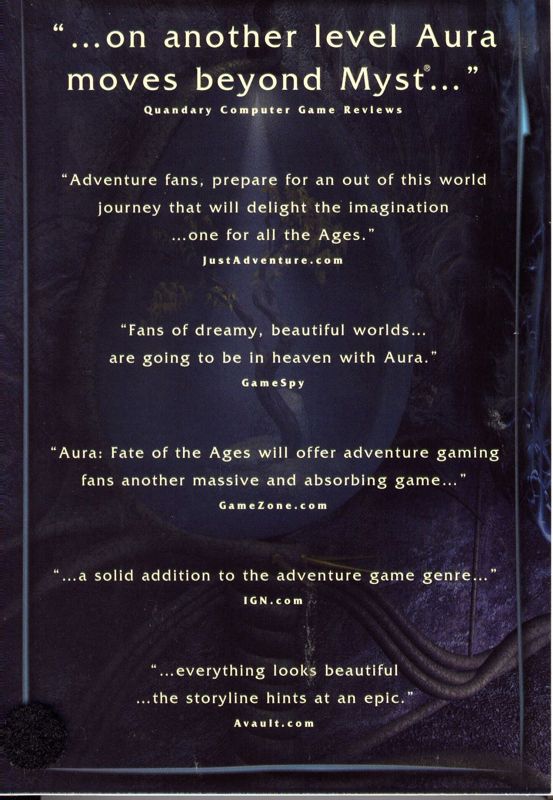 Inside Cover for Aura: Fate of the Ages (Windows): Left Flap