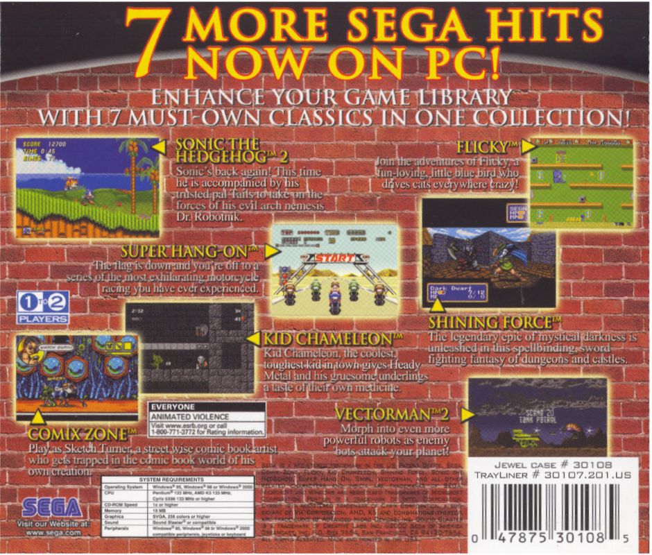 Back Cover for Sega Smash Pack 2 (Windows)