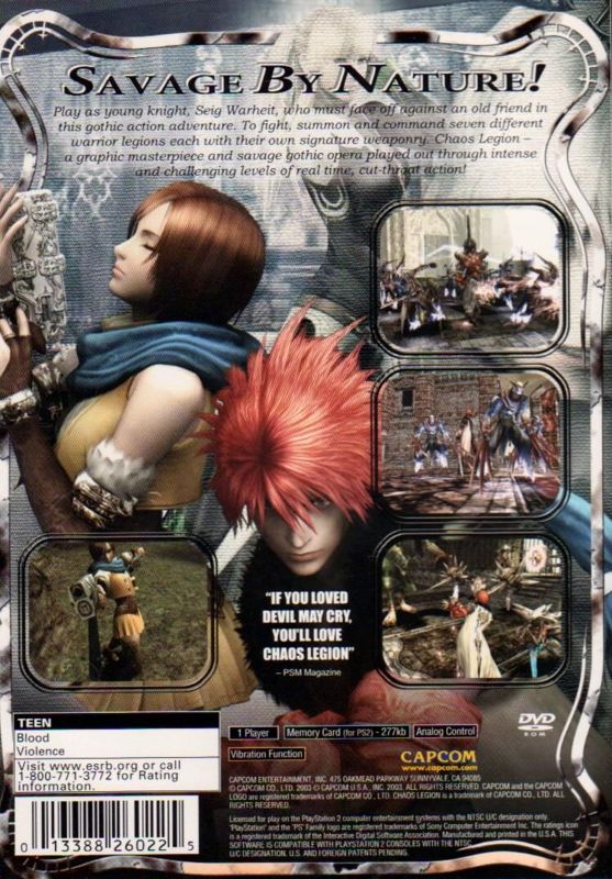 Back Cover for Chaos Legion (PlayStation 2)