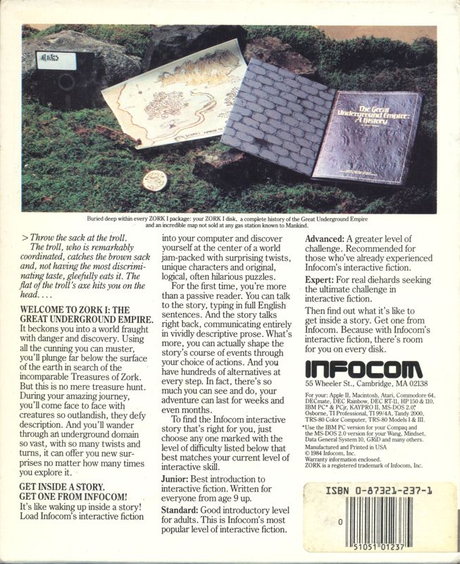 Back Cover for Zork: The Great Underground Empire (Atari ST)