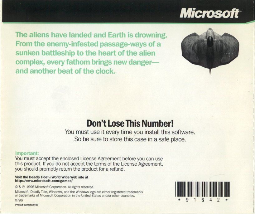 Back Cover for Deadly Tide (Windows)