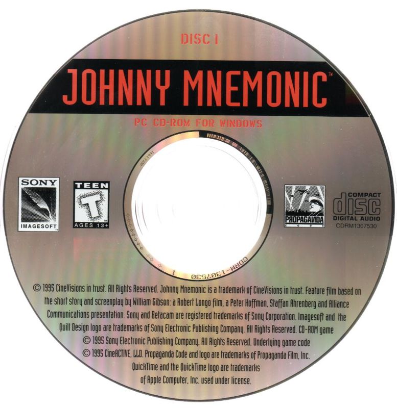 Media for Johnny Mnemonic (Windows 3.x): Disc 1/2