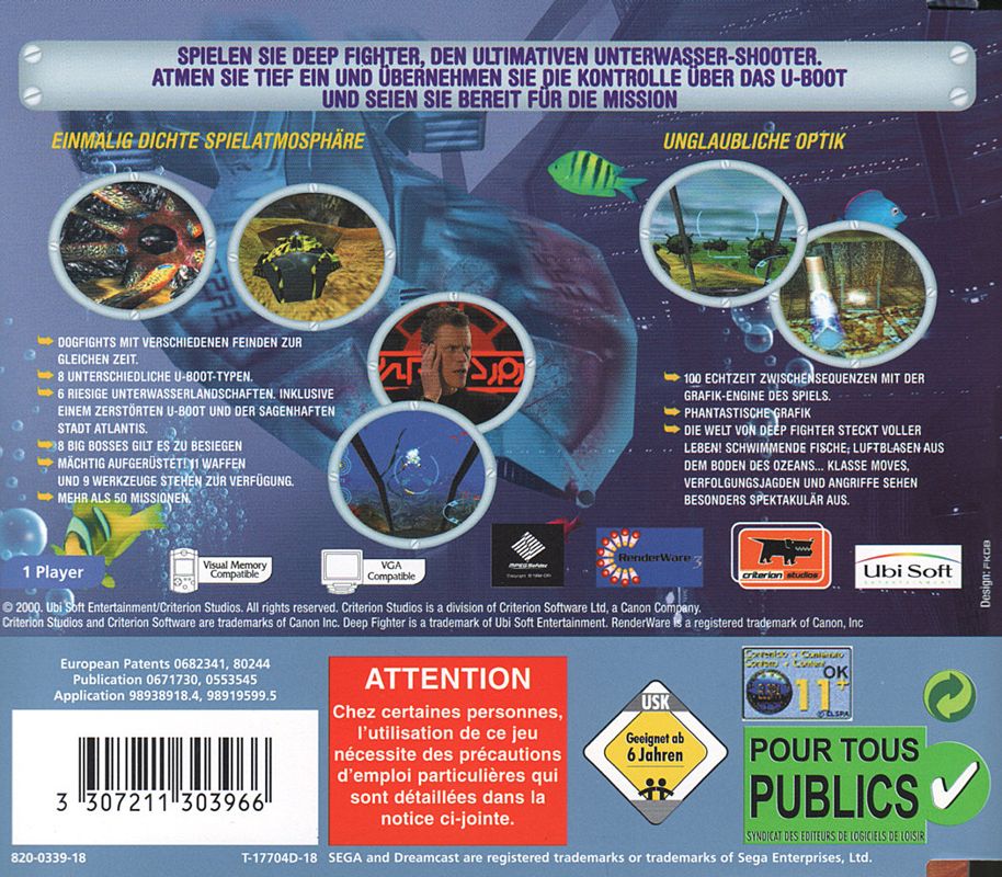Jeu Sega Dreamcast - Deep Fighter - Complet (Boîte, Notice) - Version Anglais/Italien/Espagnol - Très Bon état