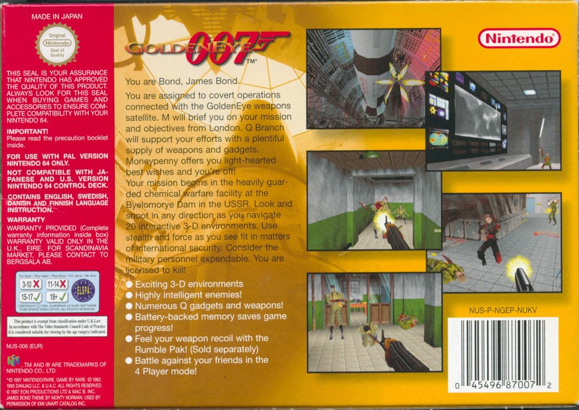 GoldenEye 007 cover or packaging material - MobyGames