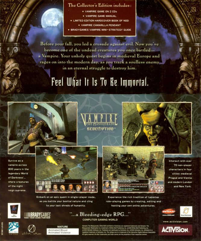 Back Cover for Vampire: The Masquerade - Redemption (Collector's Edition) (Windows)