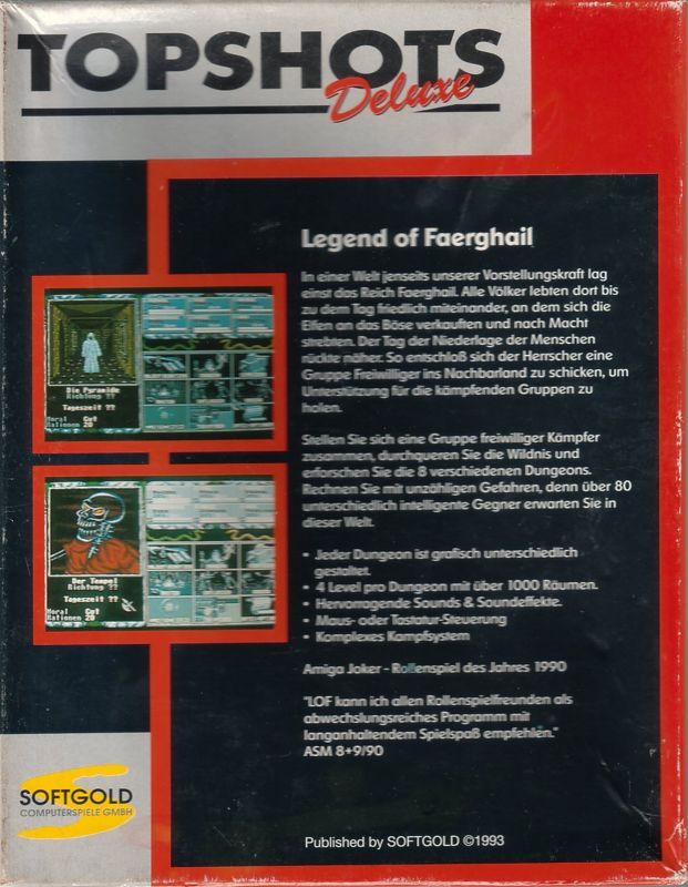 Back Cover for Legend of Faerghail (DOS) (Topshots Deluxe Release)