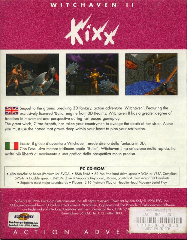 Back Cover for Witchaven II: Blood Vengeance (DOS) (Kixx release)