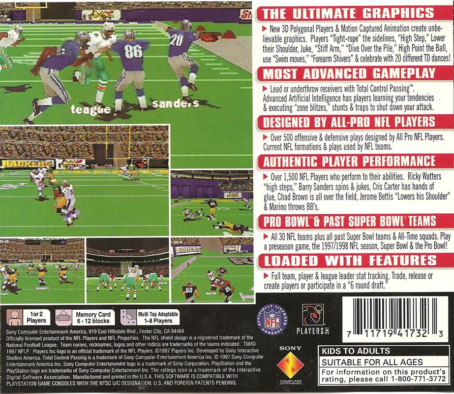 Back Cover for NFL GameDay 98 (PlayStation)