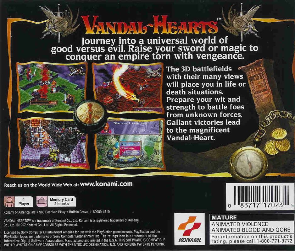 Back Cover for Vandal Hearts (PlayStation)