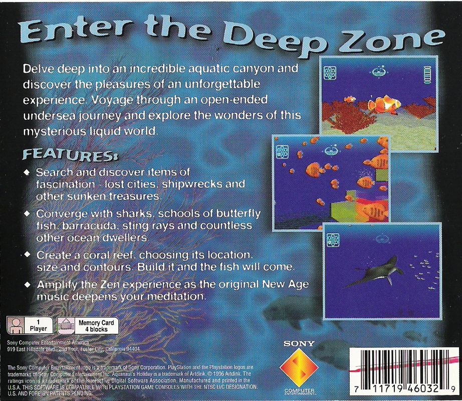 Back Cover for Aquanaut's Holiday (PlayStation)