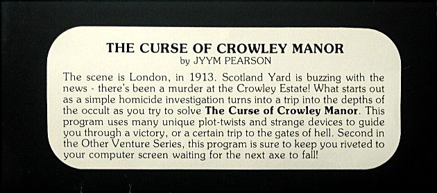 Back Cover for The Curse of Crowley Manor (TRS-80)