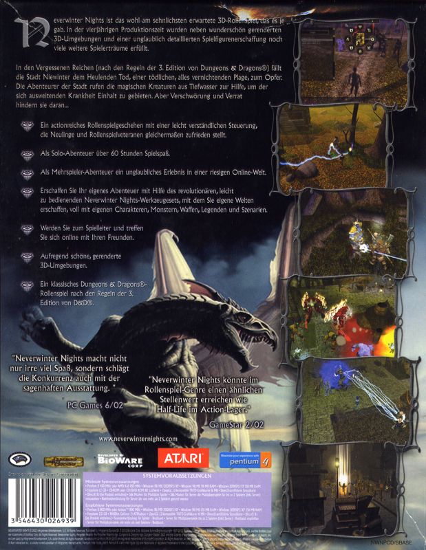 Back Cover for Neverwinter Nights (Windows)