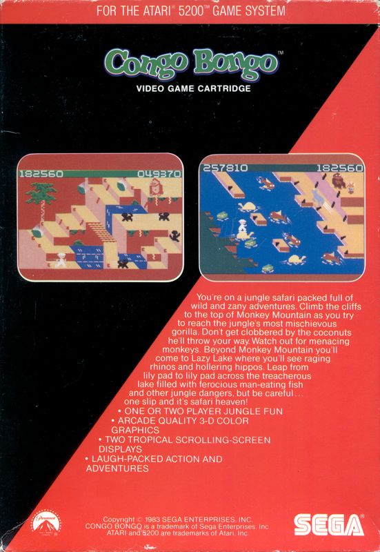 Back Cover for Congo Bongo (Atari 5200)