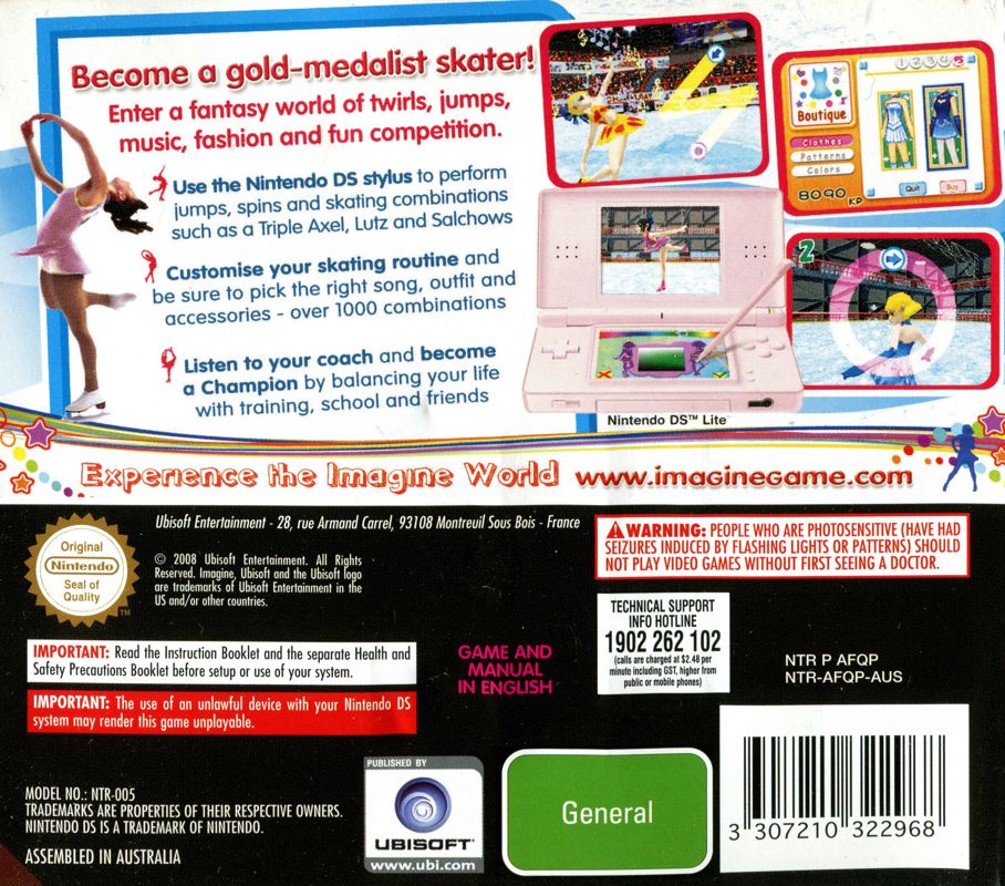 Back Cover for Imagine: Figure Skater (Nintendo DS)