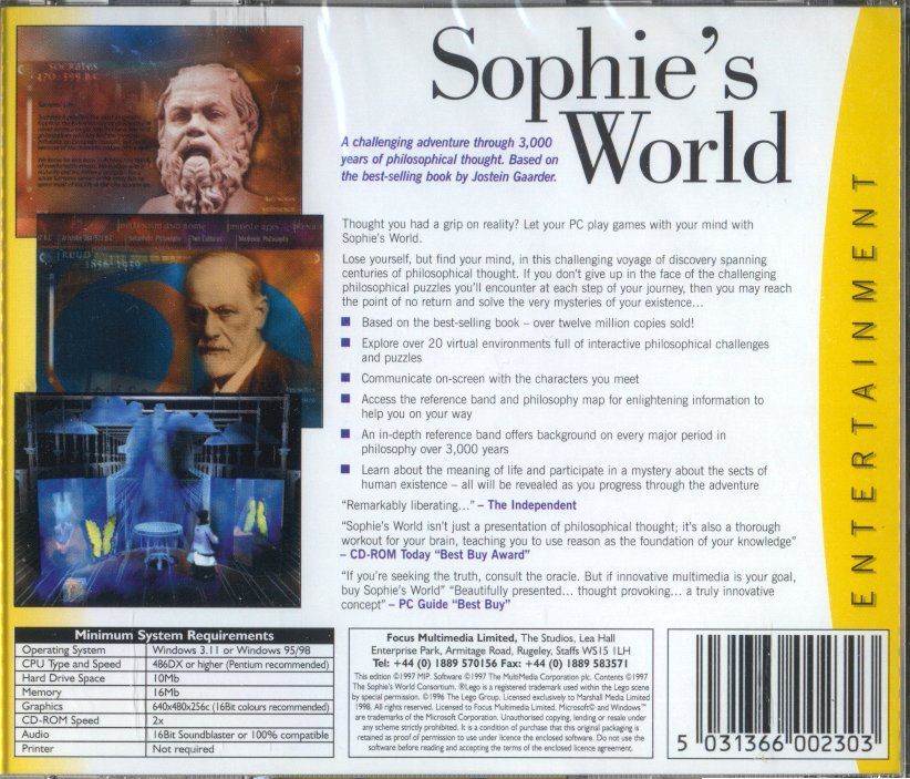 Back Cover for Sophie's World (Windows)