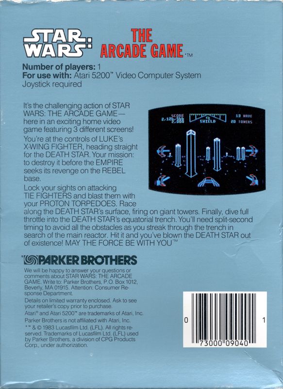 Back Cover for Star Wars (Atari 5200)