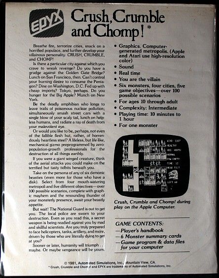 Back Cover for Crush, Crumble and Chomp! (Commodore 64) (ECP release)