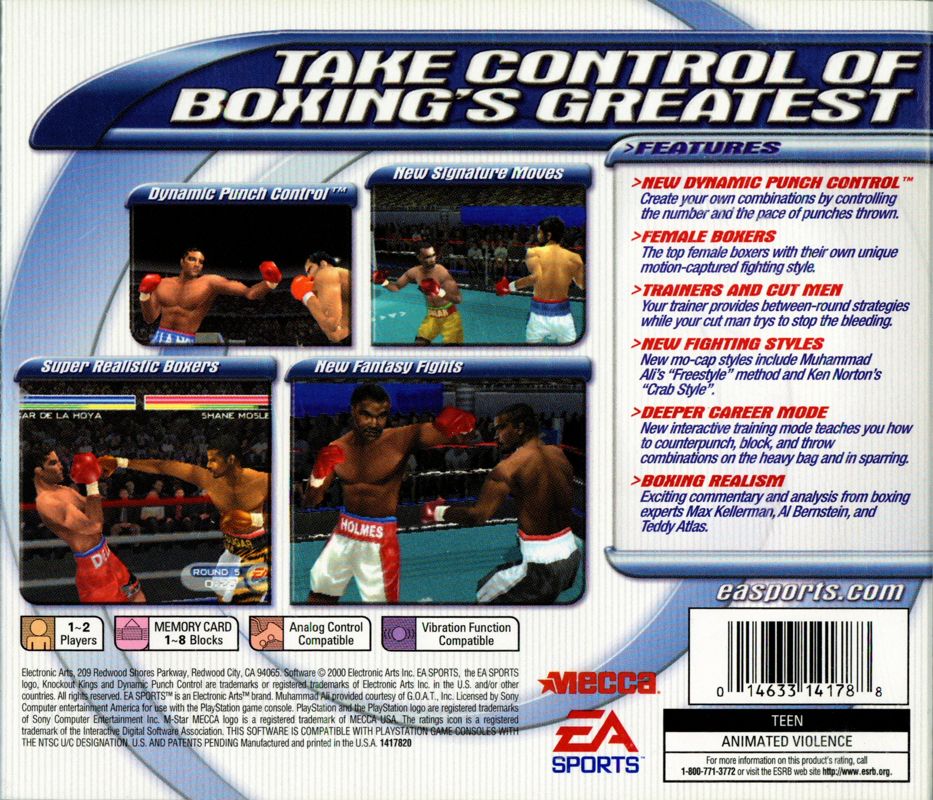 Back Cover for Knockout Kings 2001 (PlayStation)